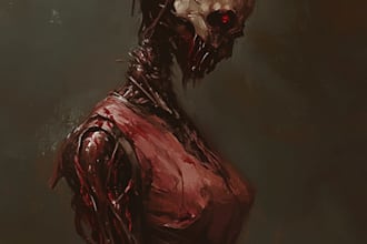 create a fantasy horror character art and horror art