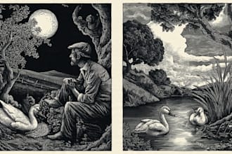 create artistic linocut illustrations