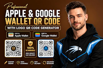 create design apple and google wallet qr code with  logo qr code generator