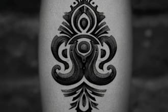 draw cool engraving style blackwork tattoo design