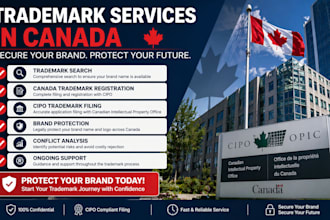 do trademark search, canada trademark registration and filing for you brand name