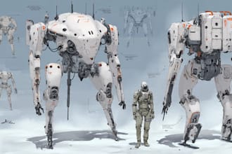 design robots and concept art of futuristic mocha