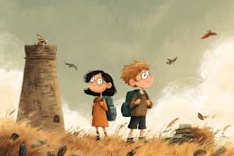 digitally paint colourful children book illustrations