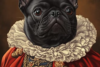 draw a custom digital pet portrait from photo