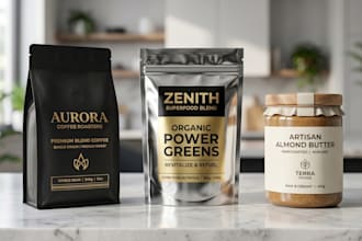design coffee pouch packaging, tea, mylar bag label design and food label design
