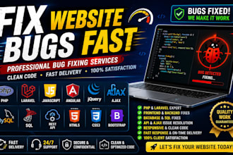 fix bugs and debug your PHP, laravel, or javascript web application