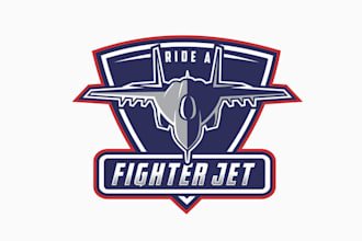 design ride powerful fighter jet logo
