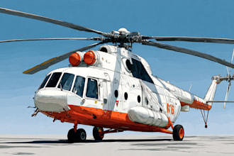draw aircraft, helicopter, airplane into a vector