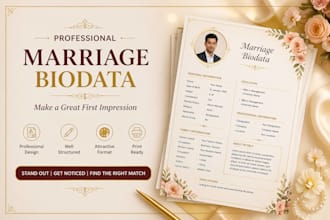 design professional marriage biodata in modern style