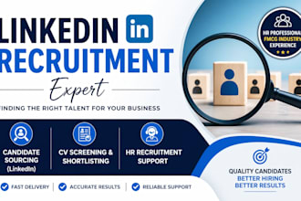 provide linkedin recruitment, candidate sourcing and HR support services