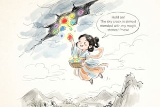 traditional chinese watercolor storybook illustrations