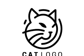 design simple cat and minimalist animal logo
