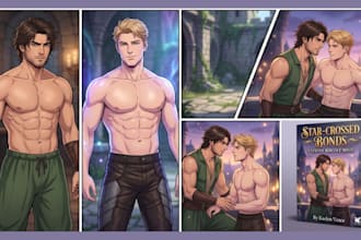 do gay romance bara fantasy ebook cover art lgbtq novel gay couple illustration