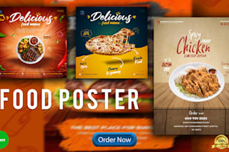 do a unique food poster design in 1 hour or less