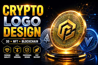 design premium 3d crypto coin logo for blockchain, nft and token brands