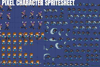 do 2d pixel art sprite sheet character 8 bit 16 bit 32bit animation for game