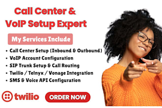 set up twilio, telnyx or vonage for bulk SMS, otp and business messaging