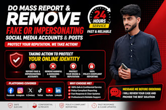 do mass report and remove fake or impersonating social media accounts and posts