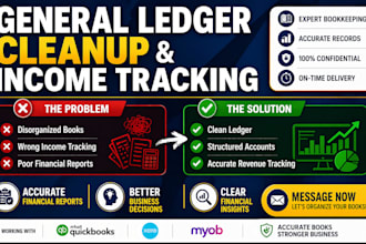 handle general ledger, chart of account, income tracking and revenue recognition