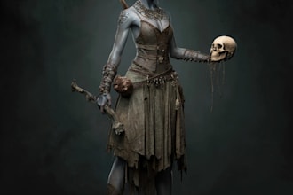 draw dark, punk, goth, horror character in comic like style