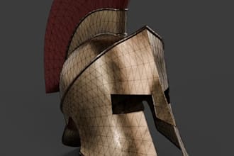 create realistic spartan helmet 3d model for games, film, and rendering