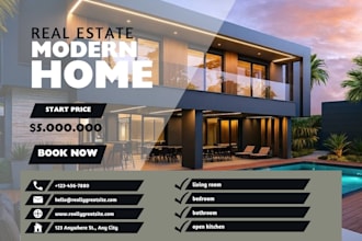 design modern real estat postcards, property ads, and flyer