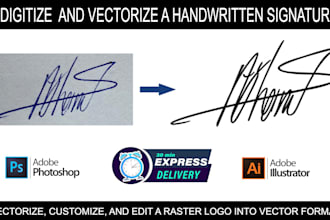 vectorize and digitize your hand drawn handwriting signature