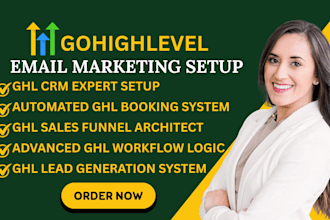 setup gohighlevel CRM, automation workflow, funnel and booking system