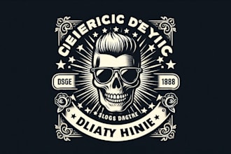 do outstanding skull rock star vintage logo with express delivery