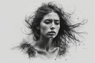 draw a custom digital charcoal pencil portrait