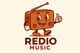 make a creative radio music mascot logo for your brand