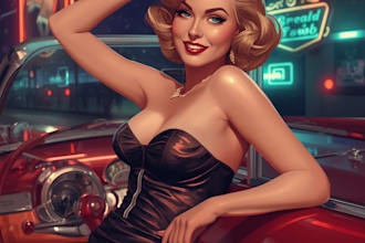 draw a pin up girl and pin up girl