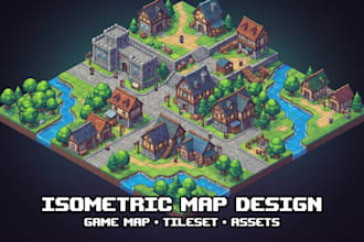 design isometric 2d game map tilemap tileset rpg pixel map and game assets pack