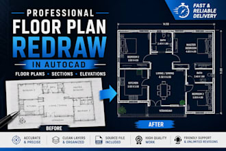redraw floor plans and architectural drawings in autocad