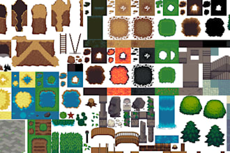 create custom pixel art tileset, environment terrain tilemap in rpgmaker mv, mz
