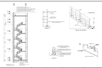 design 2d staircase detail drawing in autocad with dimensions