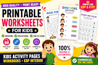 create kids activity worksheets bundle