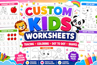 create kids activity worksheets bundle alphabet tracing coloring printable