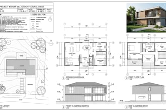draw 2d floor plans, site plan, elevations and autocad drafting