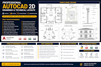 create professional autocad 2d drawings and technical layouts