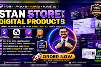 setup stan store digital product, payhip promotion, stan store marketing, etsy