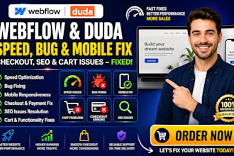 webflow duda speed bug mobile fix checkout error seo issue cart problem fix