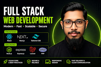 develop a modern full stack website with node js, laravel, react, next js