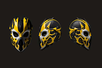 design 3d mask, 3d helmet, cosplay armor 3d custom mask for printing