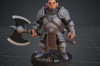 design a custom fantasy miniature for 3d print dnd, rpg