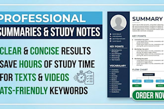 write professional study notes from any document or video