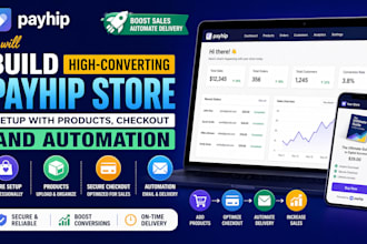 build high converting payhip store setup with products, checkout and automation