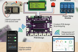 build iot mqtt esp32 project with dashboard, pcb design and mobile app