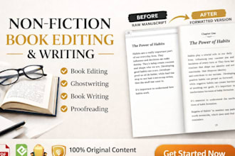 ghostwrite, edit, format non fiction ebook, layout design, kdp formatting
