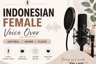 record warm and natural indonesian female voice over